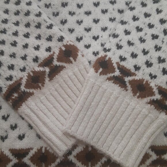 American Eagle Men's Large Fair Isle Sweater Hooded Pullover Elk Deer Moose - Picture 7 of 9